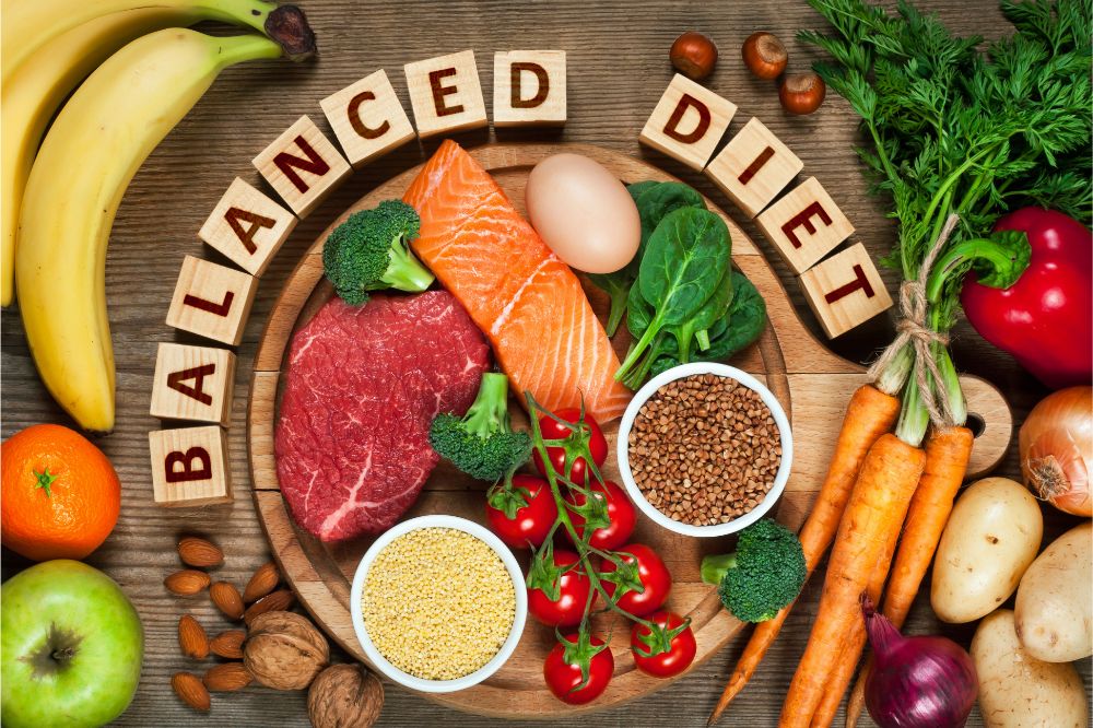 different kinds of Balanced diet food